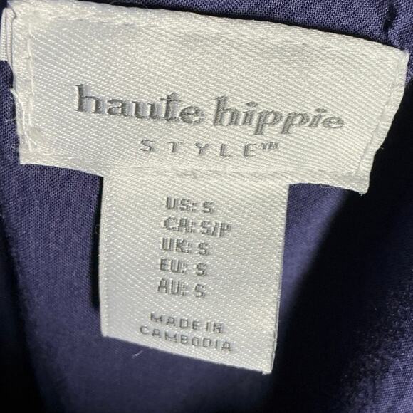 Haute Hippie, Size Small, Navy Blue Linen Wide Leg Jumpsuit, Relaxed, Maxi Look - Picture 3 of 5